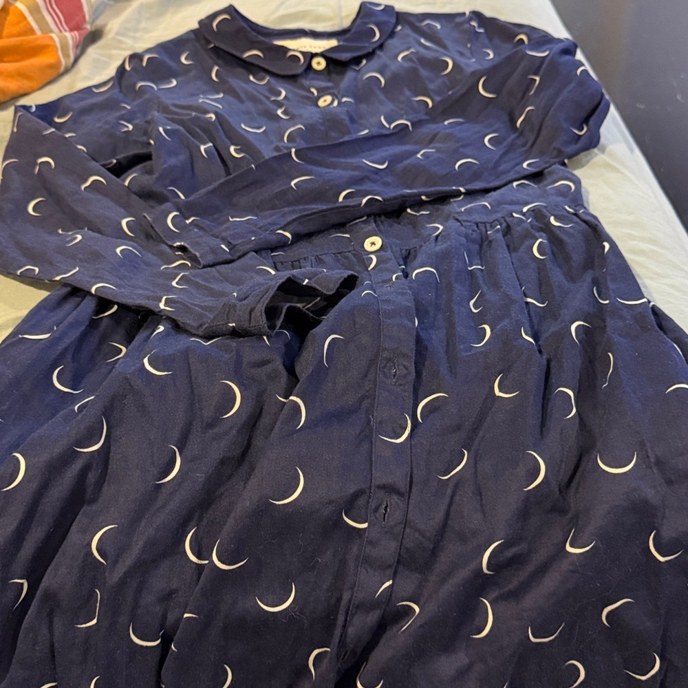 People Tree Dark Blue Crescent Pattern Dress